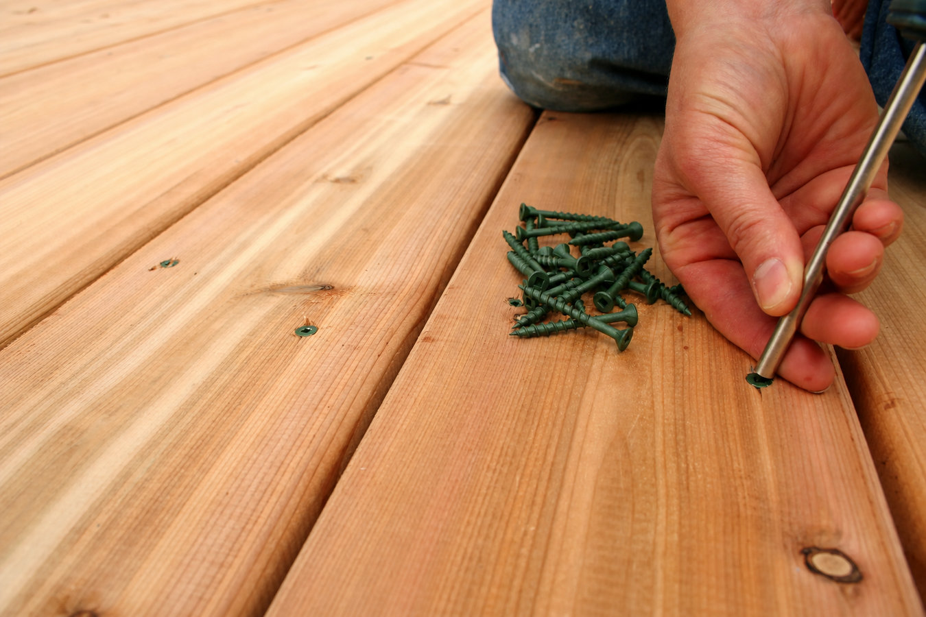 Cedar wood deck construction